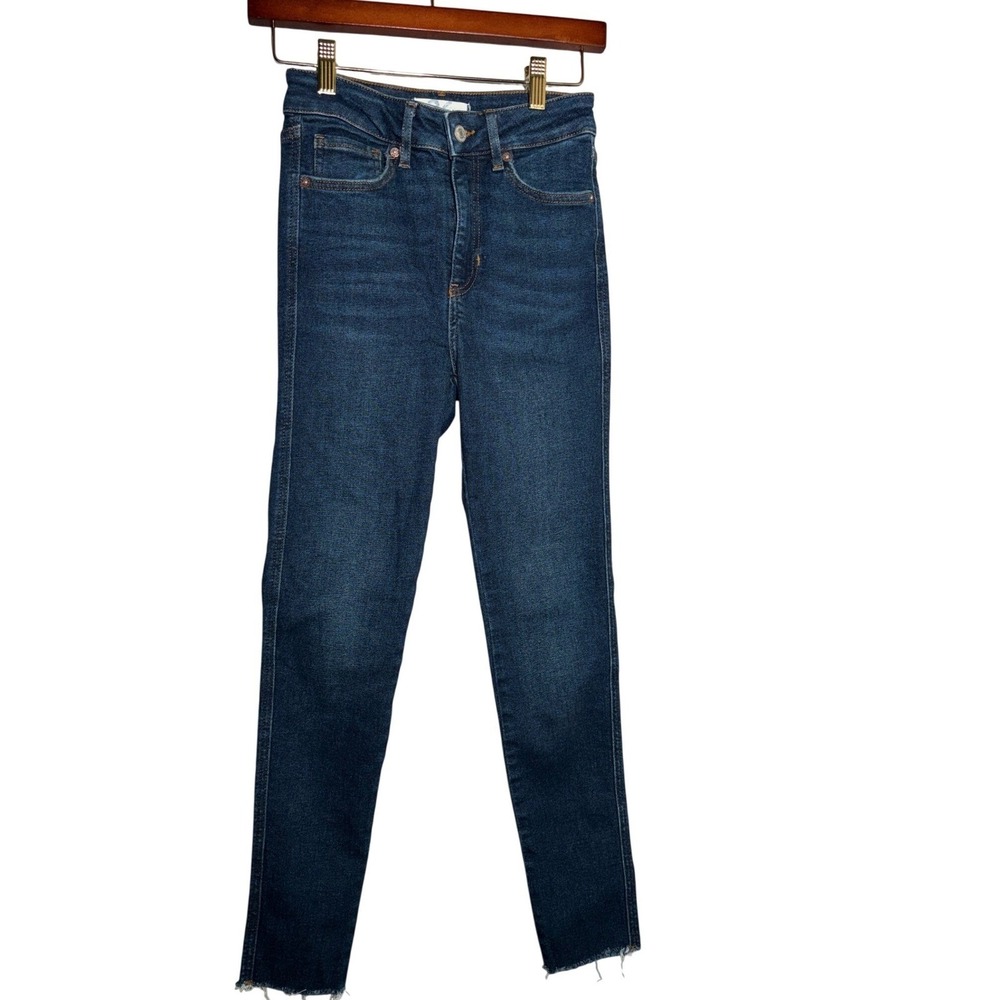 Free People We The Free 26 HighRise Skinny Jeans Dark Wash Raw Hem boho festival